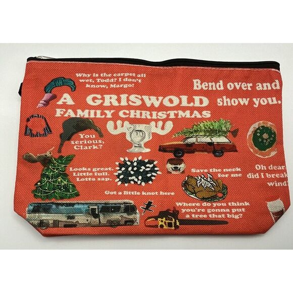 New Christmas Themed Cosmetic Bag With Zipper‎ Multiuse - Picture 2 of 4